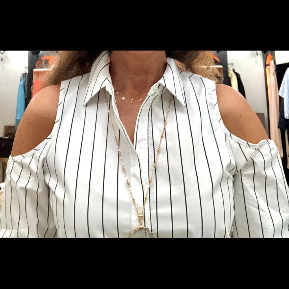 Cold-Shoulder Button Down Top - image 4